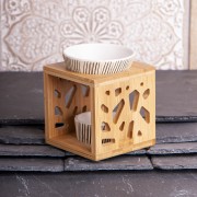 Aromalampe aus Bamus & Keramik - 11x9,5 cm