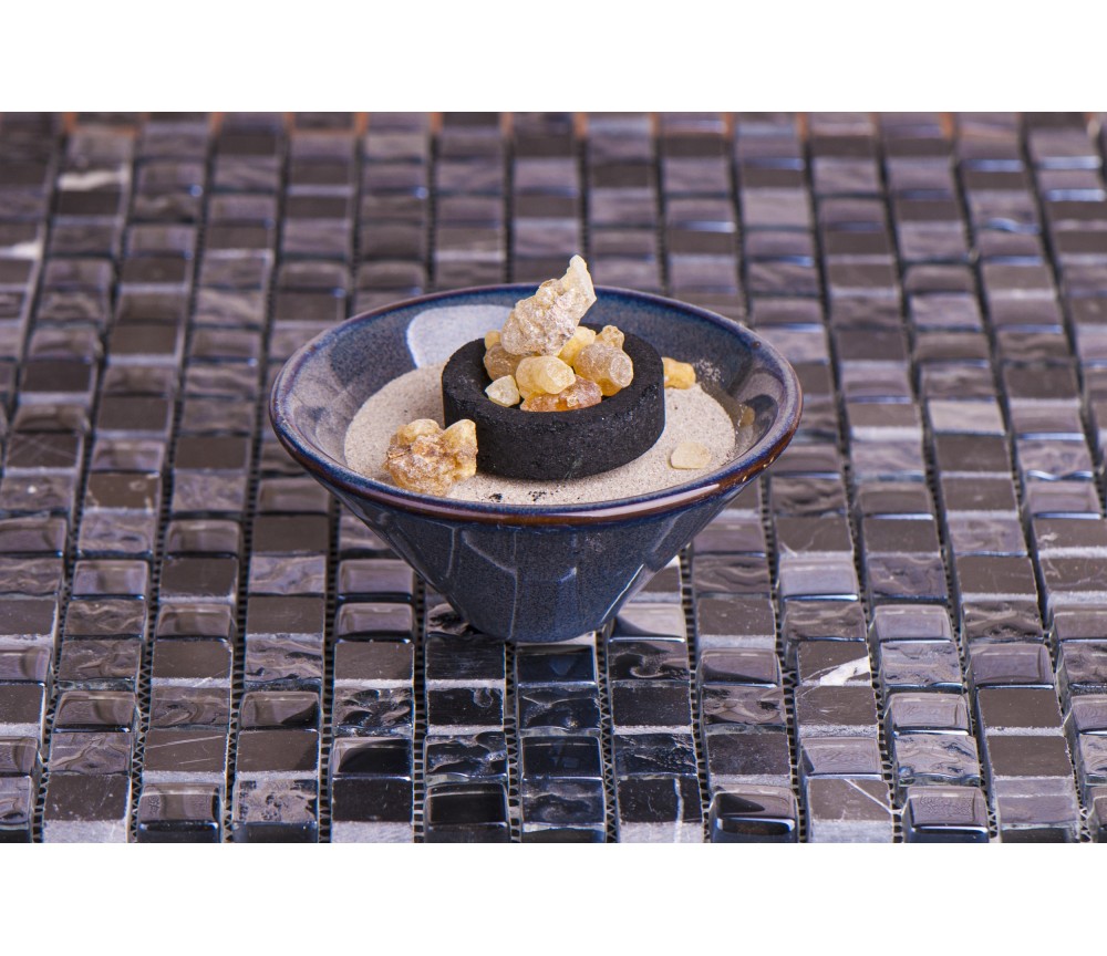 Räucherschale -  V-förmig in dunkelblauer Keramik ca. 10 x 5 cm