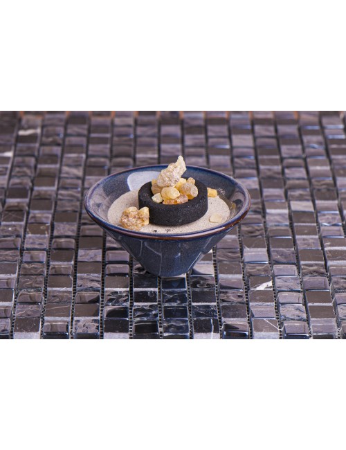 Räucherschale -  V-förmig in dunkelblauer Keramik ca. 10 x 5 cm