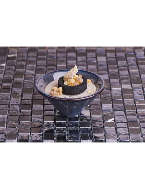 Räucherschale - V-förmig in dunkelblauer Keramik ca. 10 x 5 cm