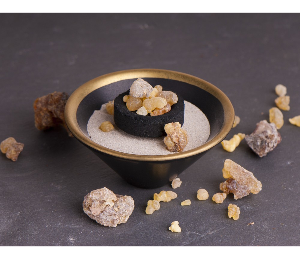 Räucherschale -  V-förmig in schwarz/gold Keramik ca. 10 x 5 cm