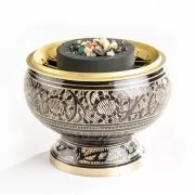 Räuchergefäß mit Netz aus Messing, schwarz / gold ca. 9,5 cm x 7,5 cm