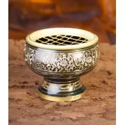 Räuchergefäß mit Netz aus Messing, schwarz / gold ca. 9,5 cm x 7,5 cm