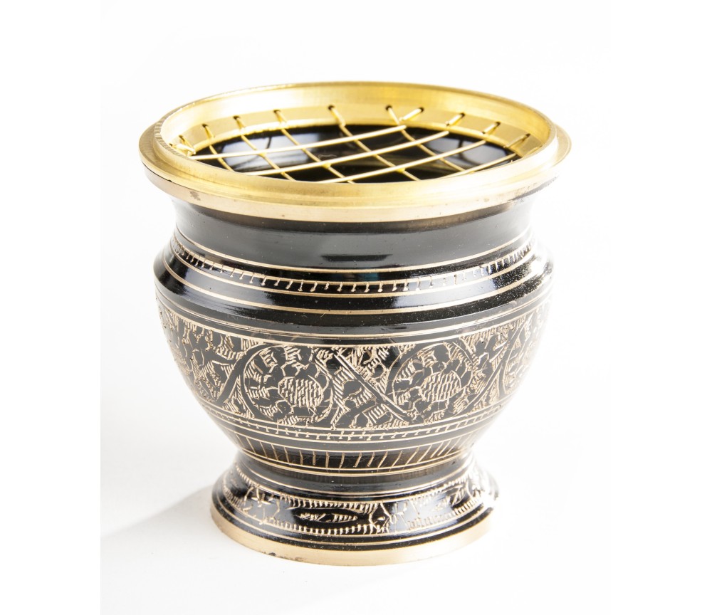 Räuchergefäß mit Netz schwarz / gold ca. 9 cm