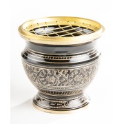 Räuchergefäß mit Netz schwarz / gold ca. 9 cm