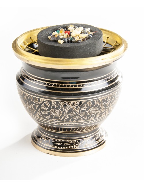 Räuchergefäß mit Netz schwarz / gold ca. 9 cm
