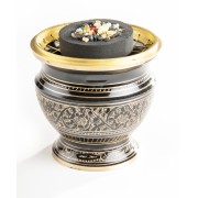 Räuchergefäß mit Netz schwarz / gold ca. 9 cm