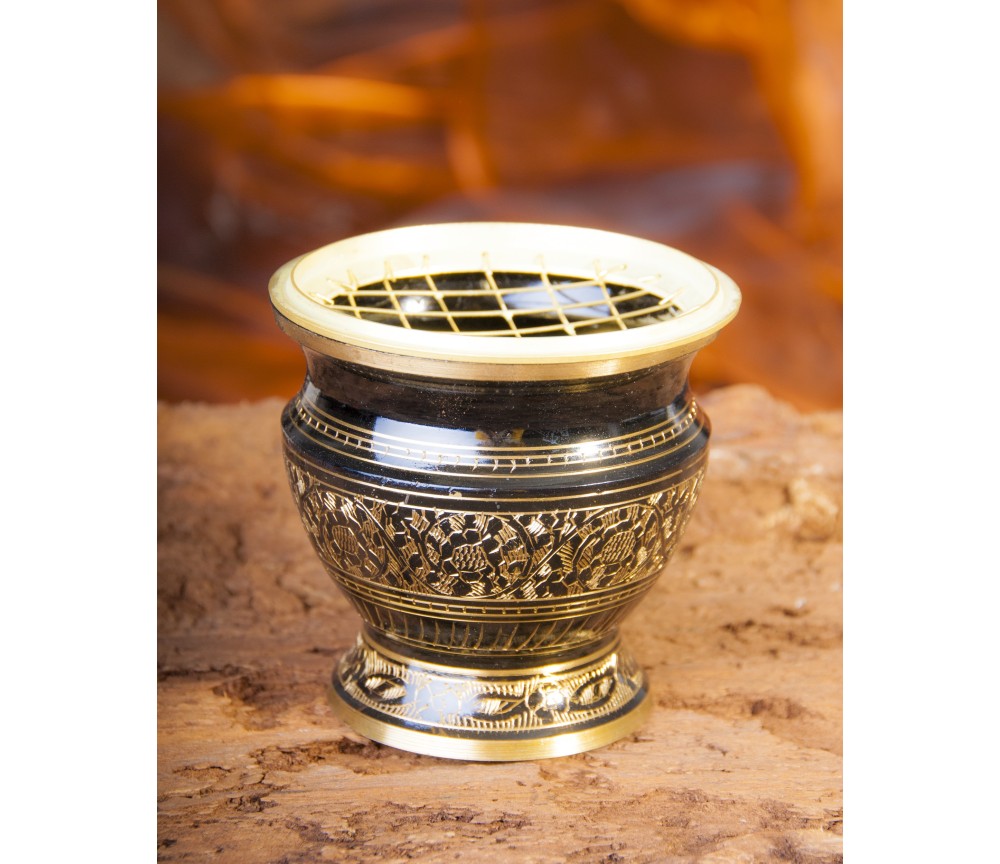 Räuchergefäß mit Netz schwarz / gold ca. 9 cm