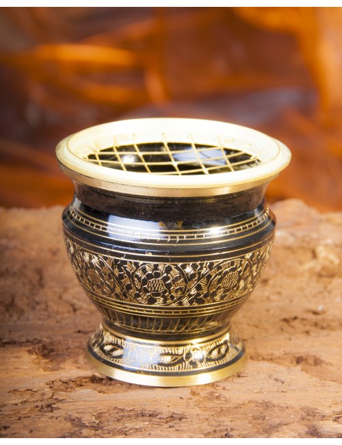 Räuchergefäß mit Netz schwarz / gold ca. 9 cm