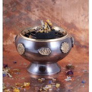 Räuchergefäß mit Netz - Chakra Kelch aus Messing ca.9,4 x 6,5 cm