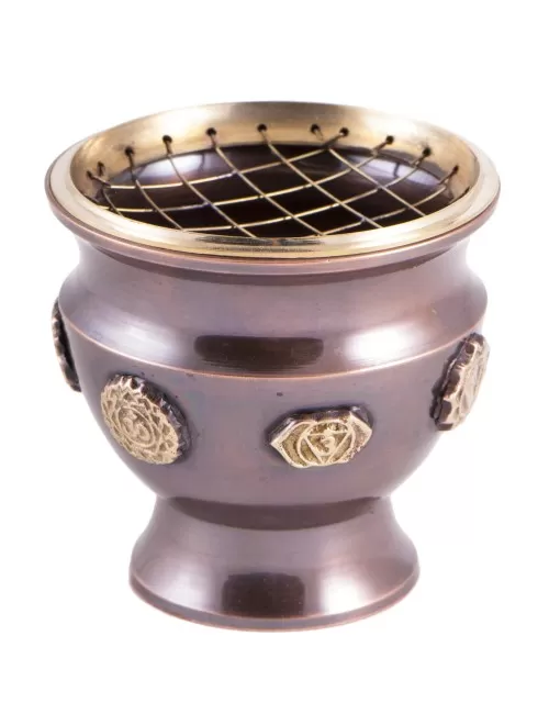 Räuchergefäß mit Netz - Chakra aus Messing ca.8 x 8,5 cm