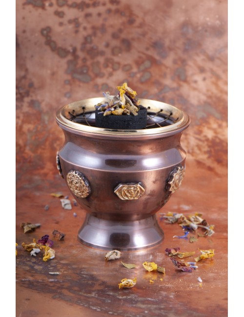 Räuchergefäß mit Netz - Chakra aus Messing ca.8 x 8,5 cm