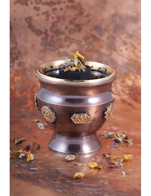 Räuchergefäß mit Netz - Chakra aus Messing ca.8 x 8,5 cm