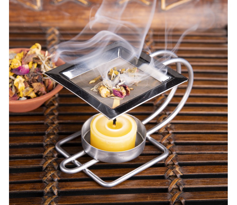 Räuchergefäß mit Netz - Chakra Kelch aus Messing ca.9,4 x 6,5 cm