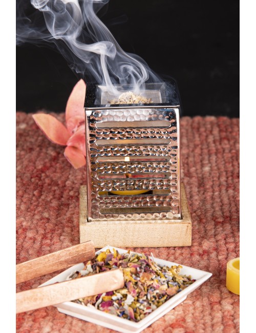 Räuchergefäß mit Sieb - Suniel - silberfarben ca. 12,5 x 9 cm