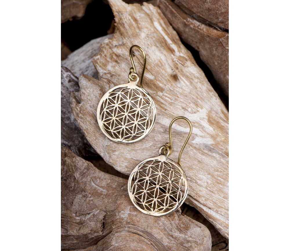 Ohrringe - Blume des Lebens aus Messing Ø 2,4 cm