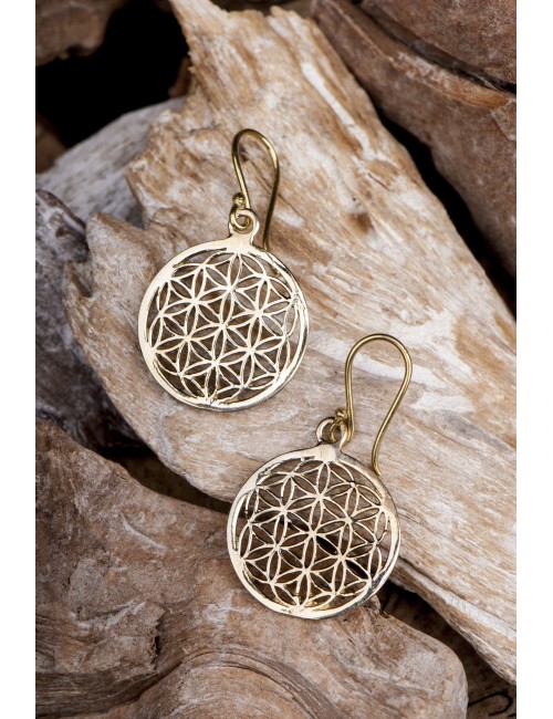 Ohrringe - Blume des Lebens aus Messing Ø 2,4 cm