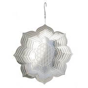 Hängende Dekoration - Edelstahl Mobile - Lotus Blume - mit Blume des Lebens - Ø 25 cm