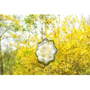 Hängende Dekoration - Edelstahl Mobile - Lotus Blume - mit Blume des Lebens - Ø 25 cm