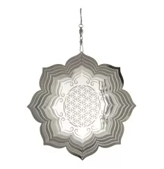 Hängende Dekoration - Edelstahl Mobile - Lotus Blume - mit Blume des Lebens - Ø 15 cm