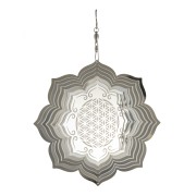 Hängende Dekoration - Edelstahl Mobile - Lotus Blume - mit Blume des Lebens - Ø 15 cm