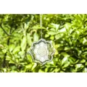 Hängende Dekoration - Edelstahl Mobile - Lotus Blume - mit Blume des Lebens - Ø 15 cm