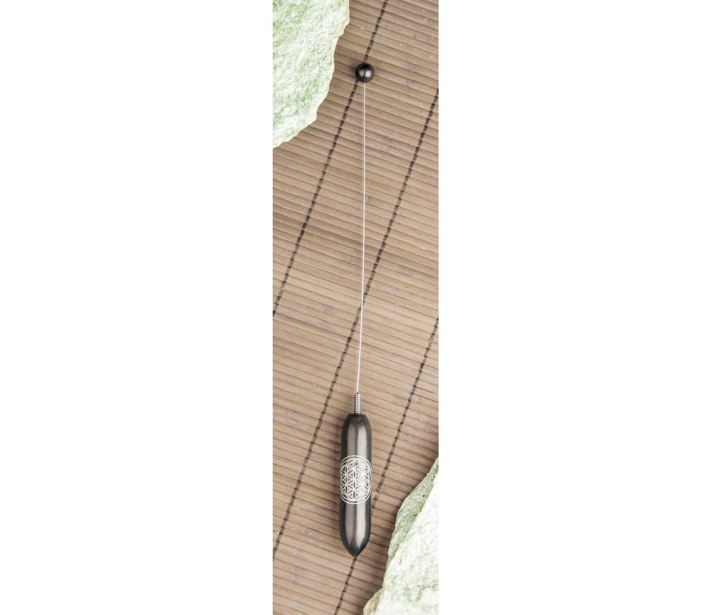 Tensor - aus schwarzem Speckstein mit Blume des Lebens ca. 29,5 cm