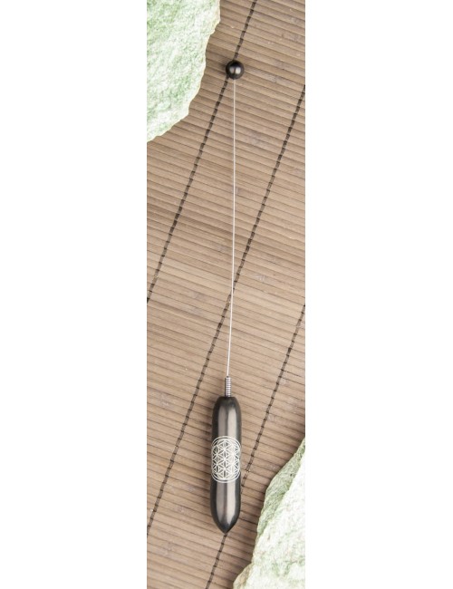 Tensor - aus schwarzem Speckstein mit Blume des Lebens ca. 29,5 cm