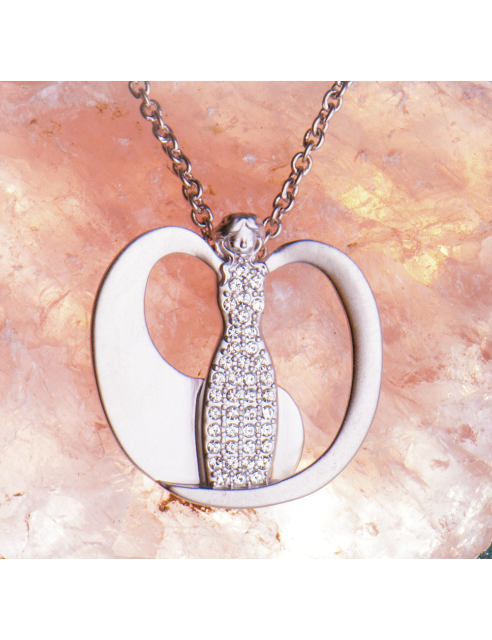 Kette mit Anhänger Engel mit Glaskristallen ca. 3 cm