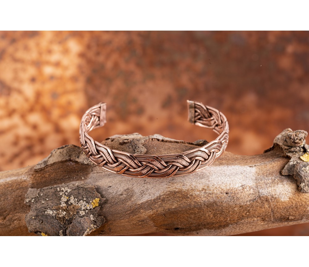 Armreif - geflochten Kupfer - 12 mm breit