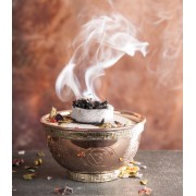 Räucherschale - Chakra aus Kupfer mit Messingverzierung ca. 8x4,5 cm