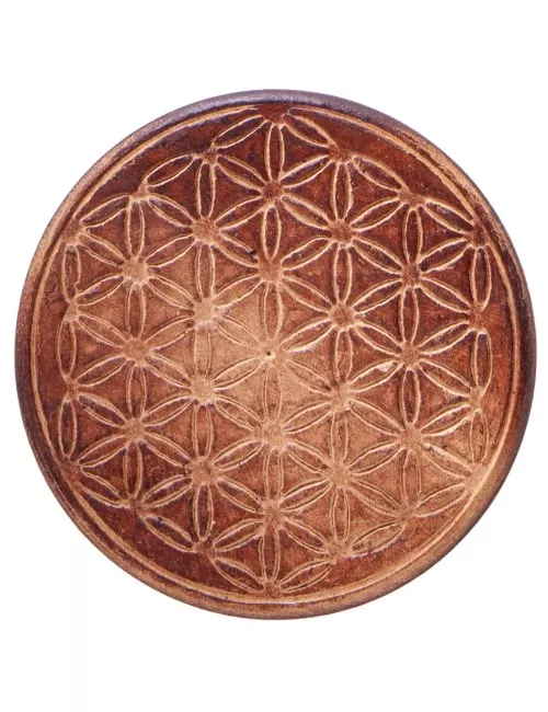 Gefäßuntersetzer mit Blume des Lebens, aus Holz - 6 er Pack