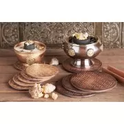 Gefäßuntersetzer mit Blume des Lebens, aus Holz - 6 er Pack