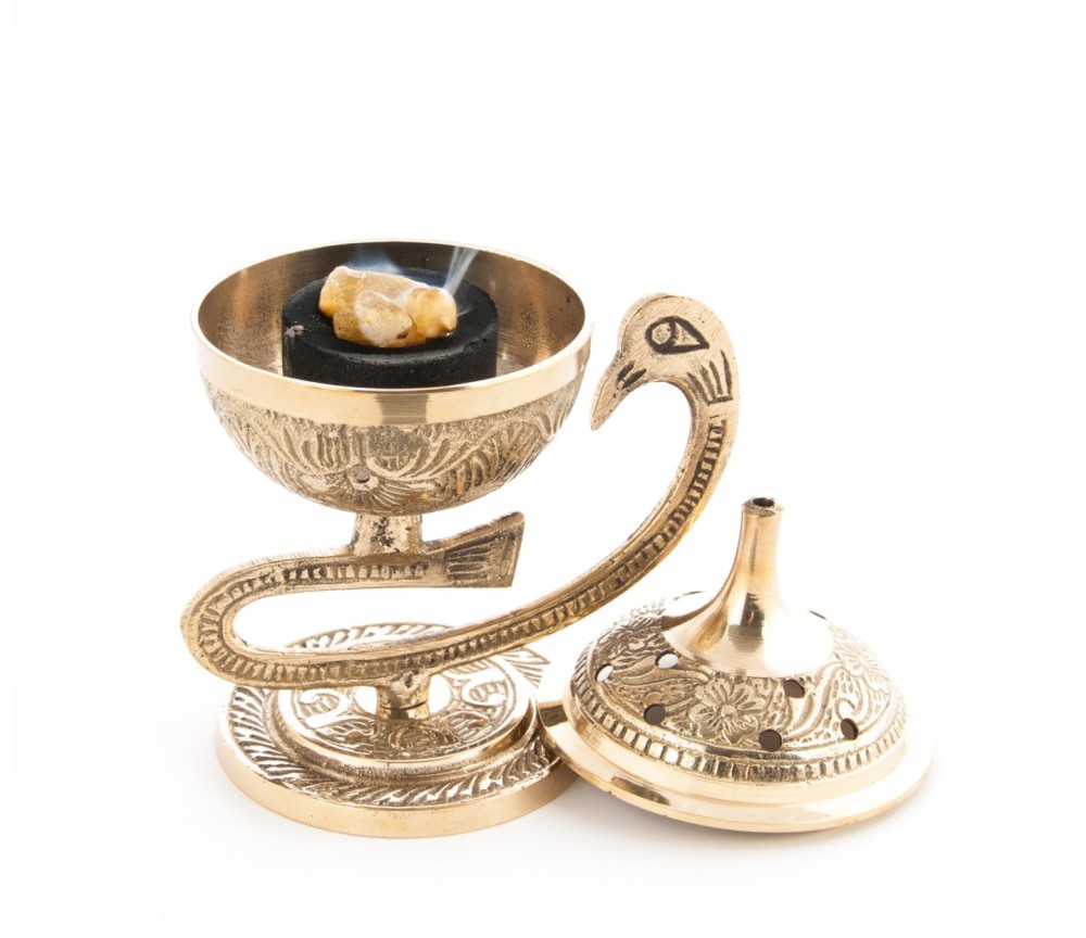 Räuchergefäß Schwan - aus Messing - ca. 12 cm hoch