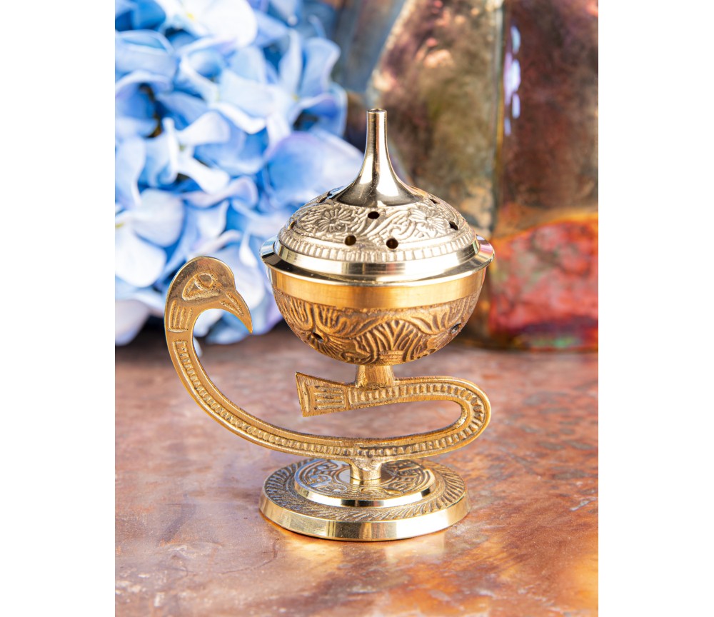 Räuchergefäß Schwan - aus Messing - ca. 12 cm hoch