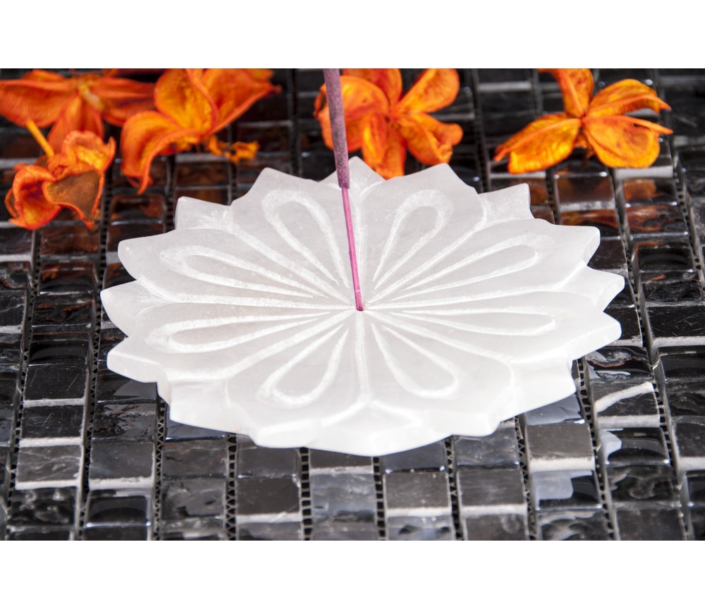 Räucherstäbchenhalter -White Lotus aus Alabaster