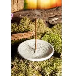 Räucherstäbchenhalter - Yggdrasil rund aus Ton - in Türkis