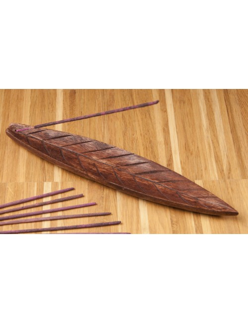 Räucherstäbchenhalter -  aus Holz -brown Leaf