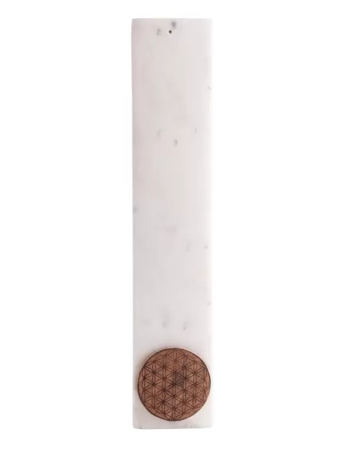 Räucherstäbchenhalter - Lang aus Marmor - mit Blume des Lebens