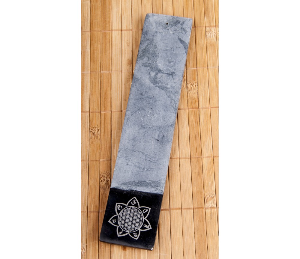 Räucherstäbchenhalter - Louts mit Blume des Lebens Lang - schwarz