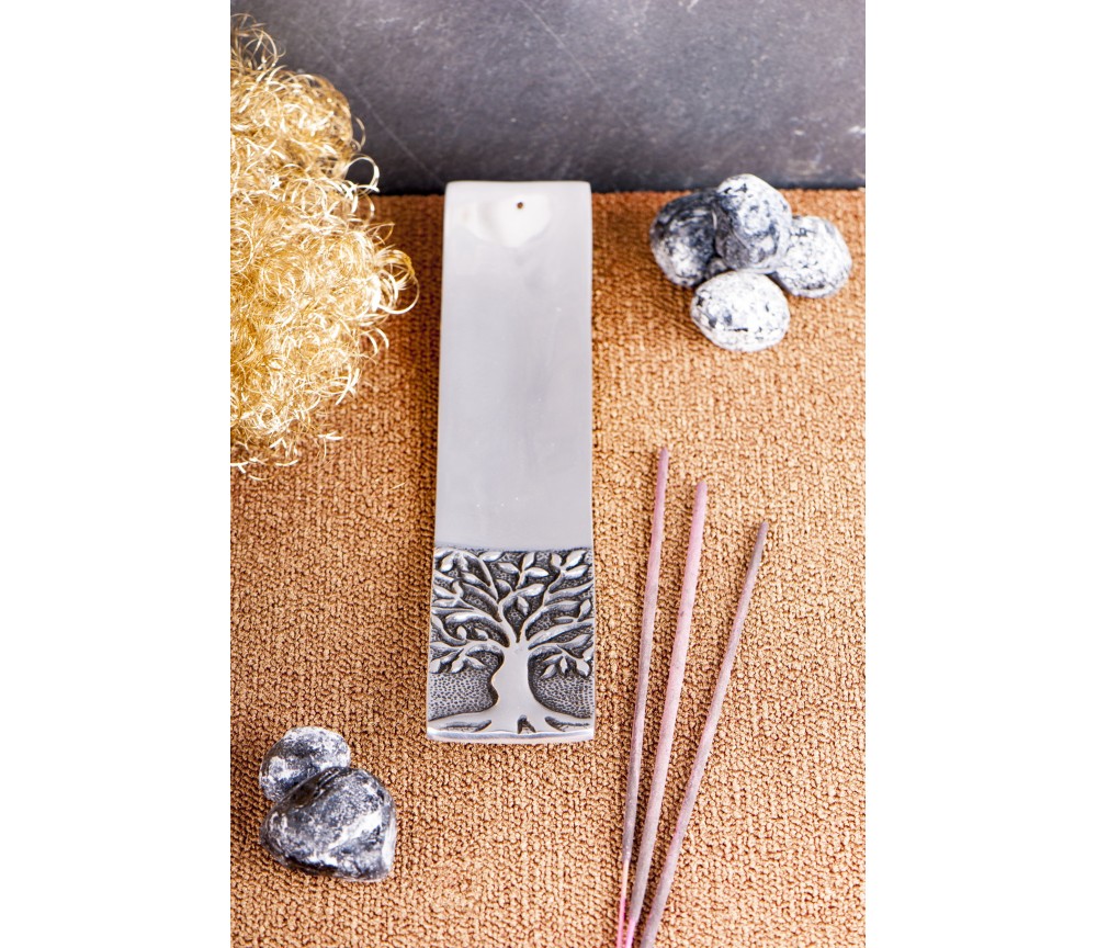 Räucherstäbchenhalter - Lebensbaum - weißmetall
