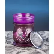 Aromalampe & Räuchergefäß in 1 "OM" mit Sieb violett aus Speckstein