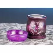 Aromalampe & Räuchergefäß in 1 "OM" mit Sieb violett aus Speckstein