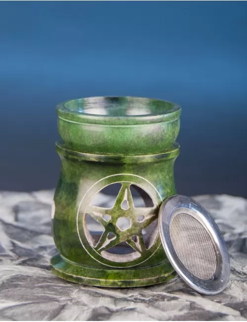 Aromalampe & Räuchergefäß in 1 "Pentagramm" mit Sieb