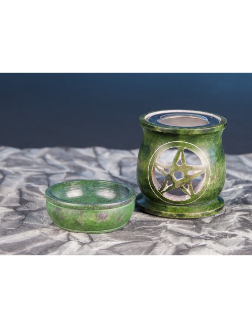 Aromalampe & Räuchergefäß in 1 "Pentagramm" mit Sieb