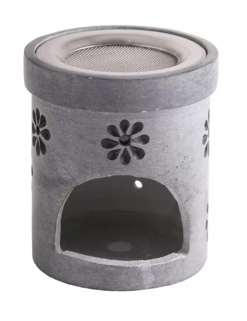 Räuchergefäß mit Sieb - "Zartes Blümlein" aus Speckstein