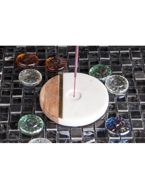 Räucherstäbchenhalter -  -Design aus Marmor, Holz und Messing