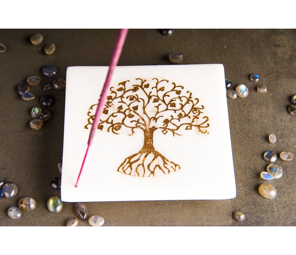 Räucherstäbchenhalter - aus Marmor - mit Blume des Lebens