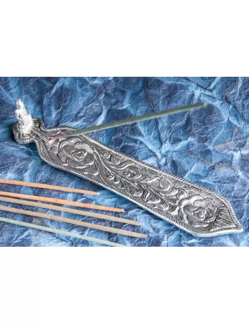 Räucherstäbchenhalter - Rosenranke Buddha - aus Aluminium