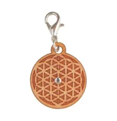 Charm - Blume des Lebens -Holz mit Kristall ca. 30mm